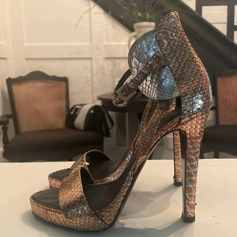Givenchy Copper And Silver Python Strapy Heels Si… - image 4